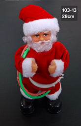 Moș Crăciun dansator cu cerc luminos și baterii - 28cm